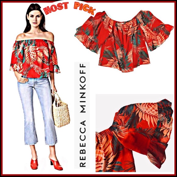 Rebecca Minkoff Tops - REBECCA MINKOFF RED FAITH OFF THE SHOULDER TOP